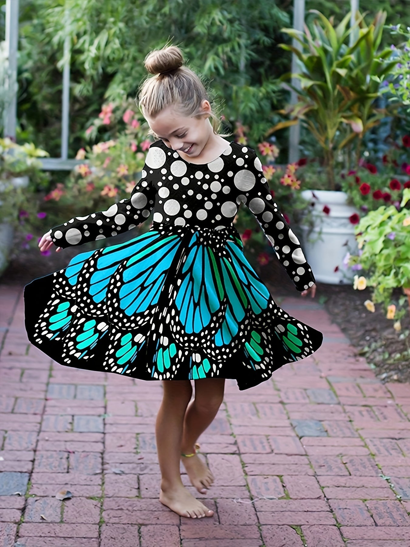 Butterfly Princess Cosplay Dress Polka Dot Print Dress