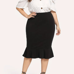  Solid High Rise Slim Fit Mermaid Skirt