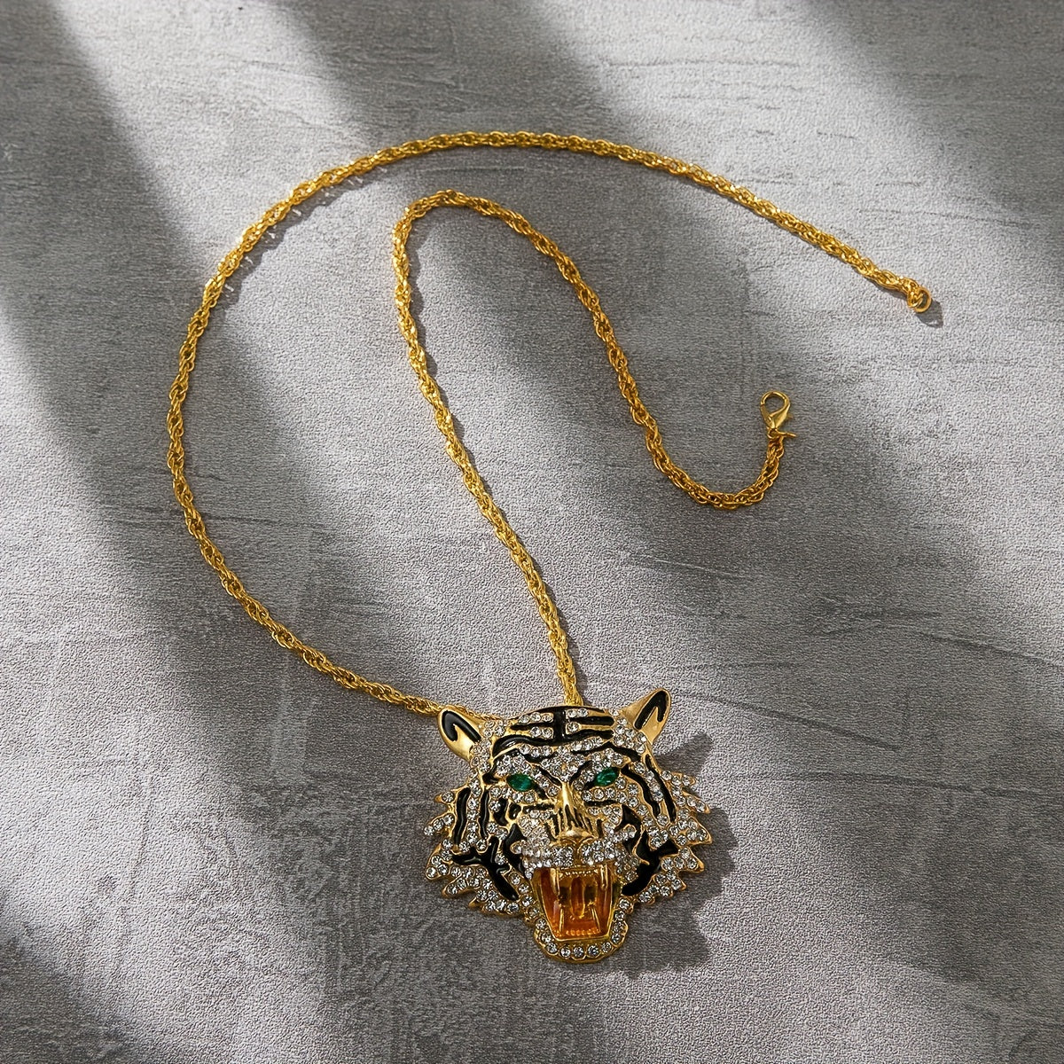 Alloy Tiger Head Pendant Necklace Hip Hop Creative Animal Jewelry