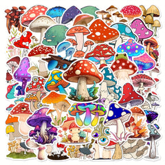 50pcs Cartoon Mushroom Waterproof Stickers For Guitar Skateboard Phone