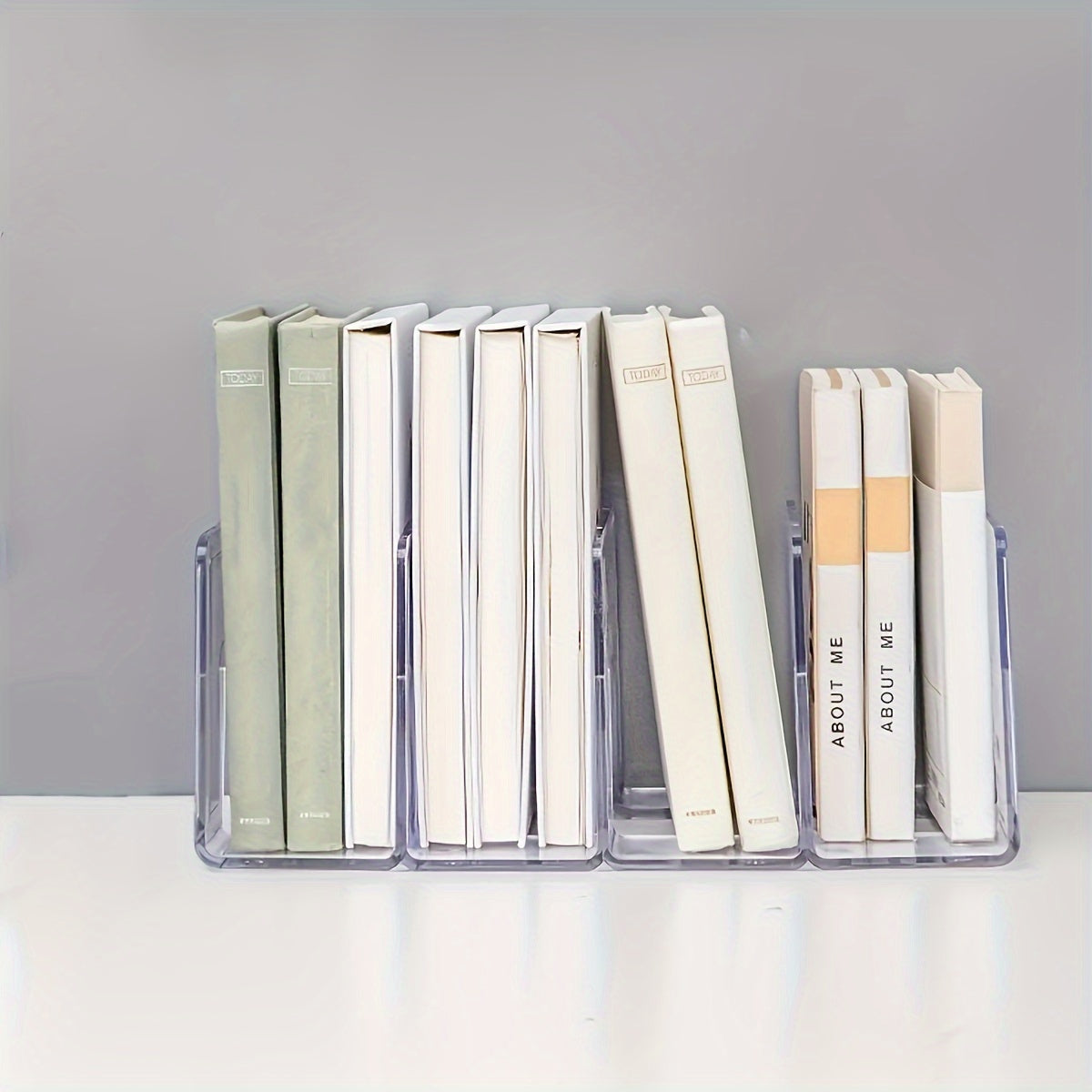 Acrylic Book Stand Transparent Bookshelf Desk Storage Organizer