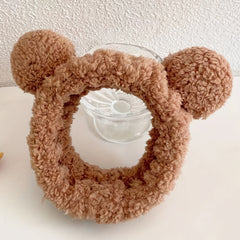 Bear Ear Headband Plush Elastic Hairband for Spa Use