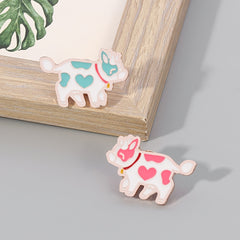 Creative Pink Cow Brooch Cartoon Animal Series Pins