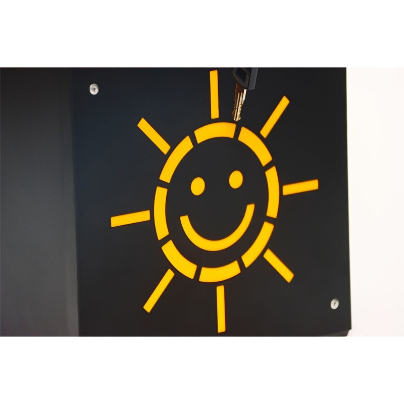 Small Sun Style Mail Box Metal Wall Mount Lockable Outdoor Home Storage