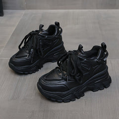 Women's Lace up Front Platform Chunky Sneakers Height Increased