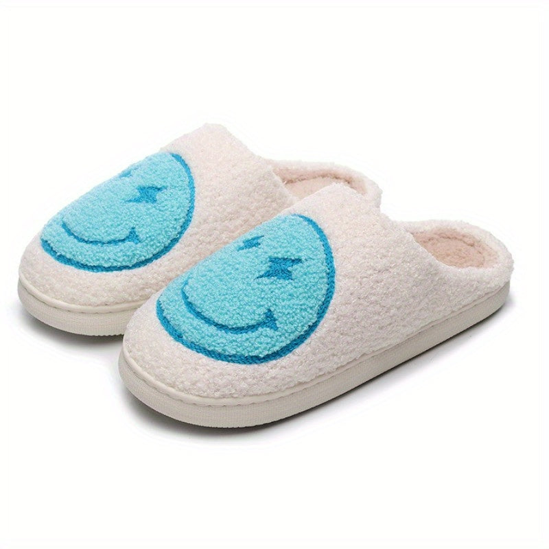 Soft Plush Cozy Smiling Face House Slippers Anti skid Slip on Shoes Indoor