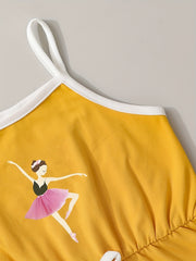 Toddler Girls Ballet Dancer Cami Rompers Jumpsuits