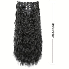 Long Wavy Curly Hair Extensions Clip-In Full Head Synthetic Hair Pieces