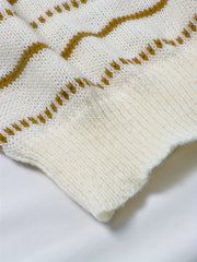  Stripe Print Cold Shoulder Jumper