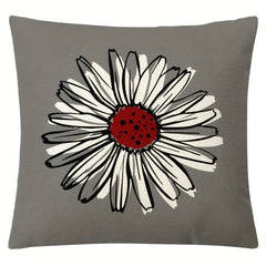 Daisy Flower Linen Cushion Cover Digital Printed Pillow Case