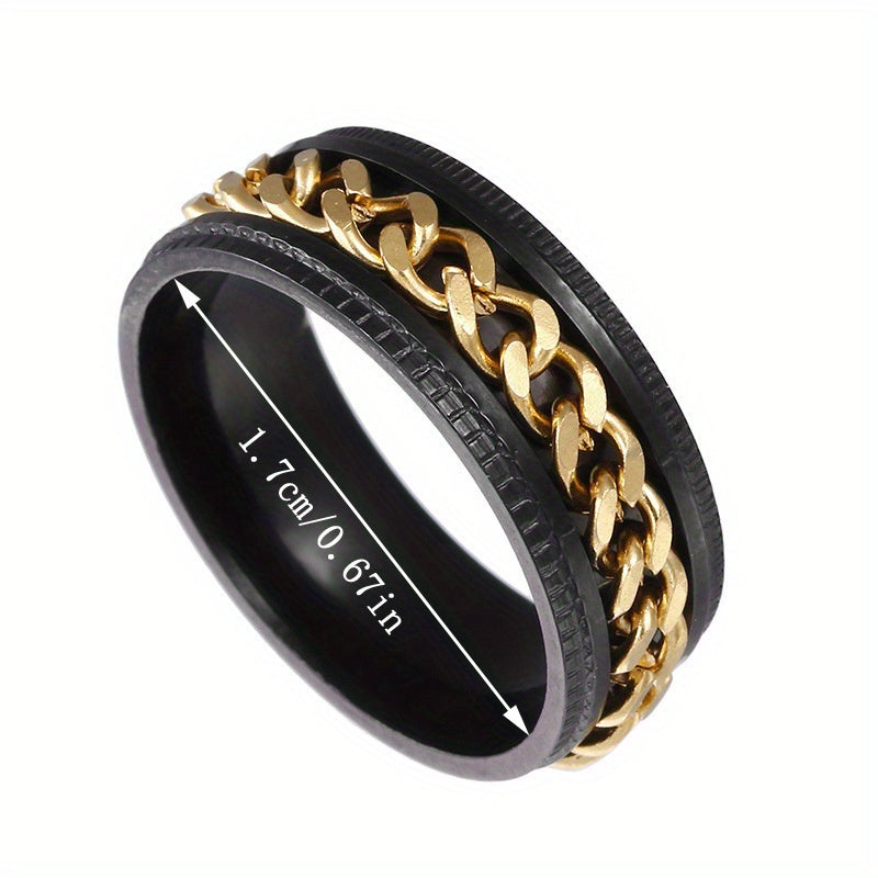 Men's Stainless Steel Rotatable Chain Ring