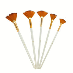 5pcs Fan-shaped Brush Set Nylon Hair Art Painting Watercolor Acrylic Brush