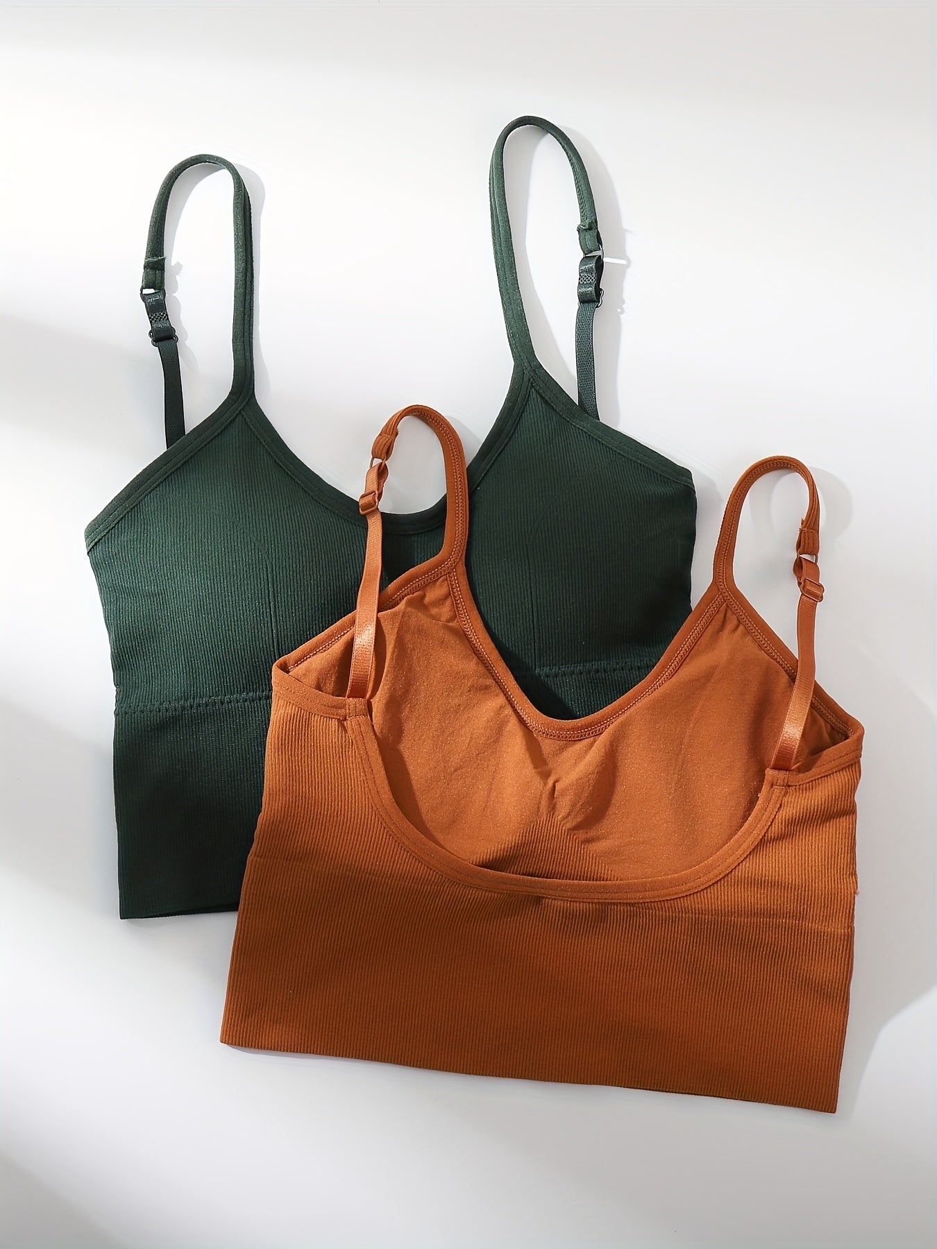 2pcs Solid Cami Tops Soft & Comfy Crop Top Lingerie & Underwear