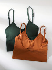 2pcs Solid Cami Tops Soft & Comfy Crop Top Lingerie & Underwear