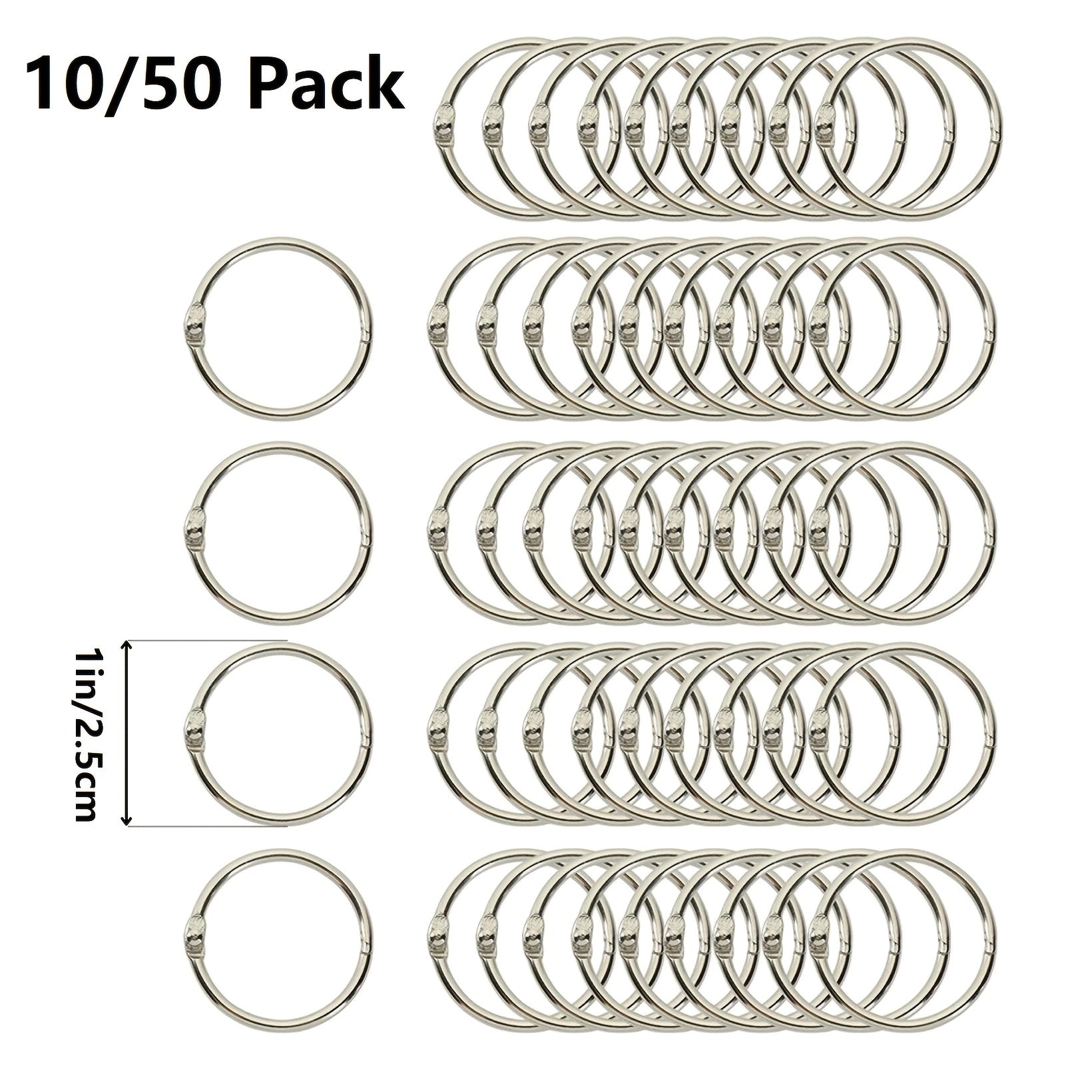 50 Pack 1 Inch Loose Leaf Binder Rings for Index Cards Flash Cards