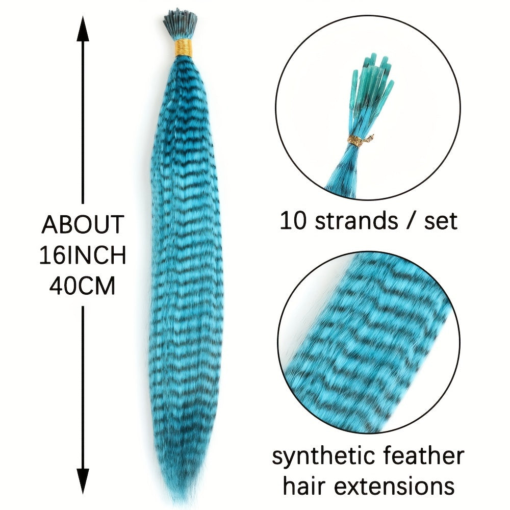 Colorful Feather Hair Extension 10 Pack Set High Temperature Fiber