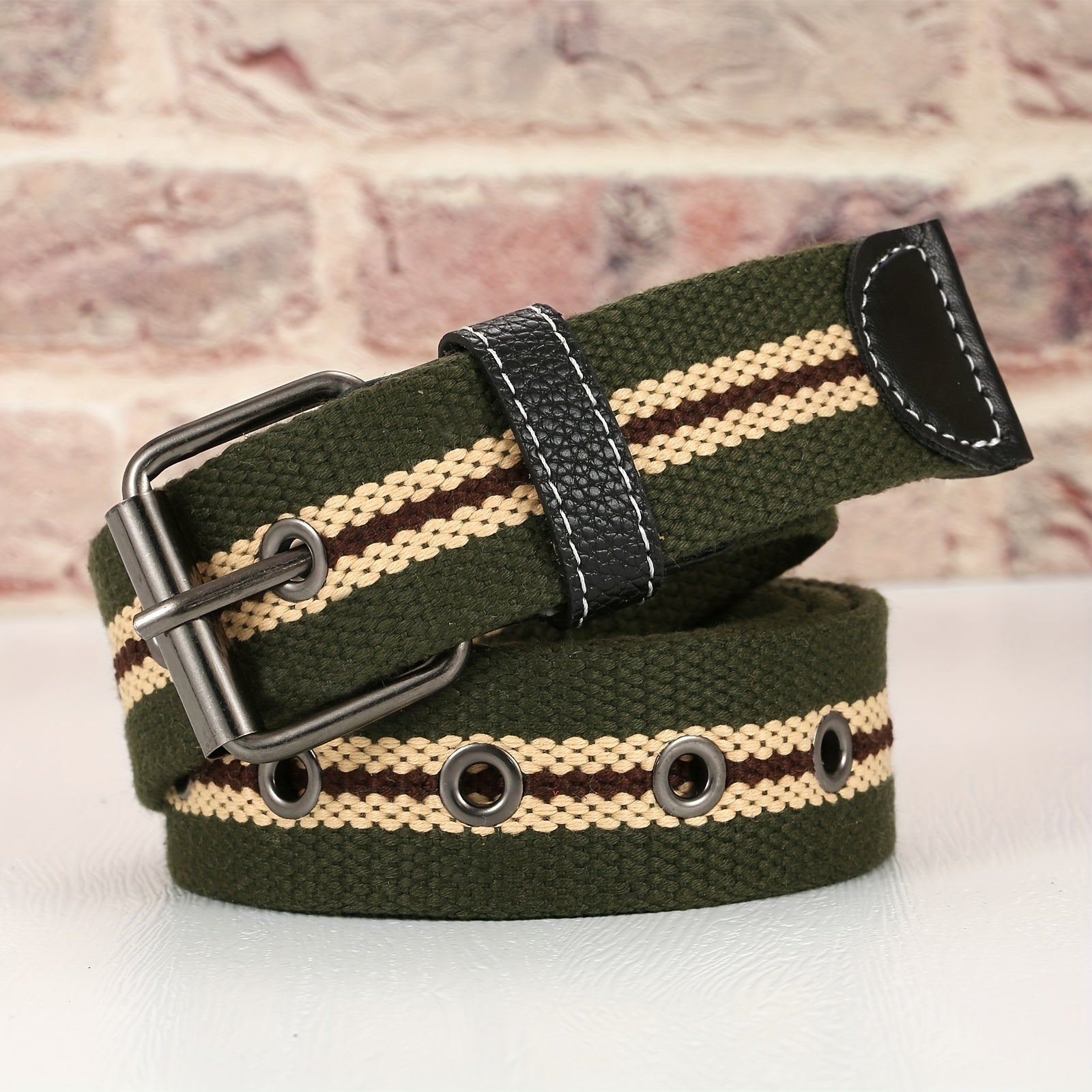 Men's Punch Belt Adjustable Canvas Military Waist Belt