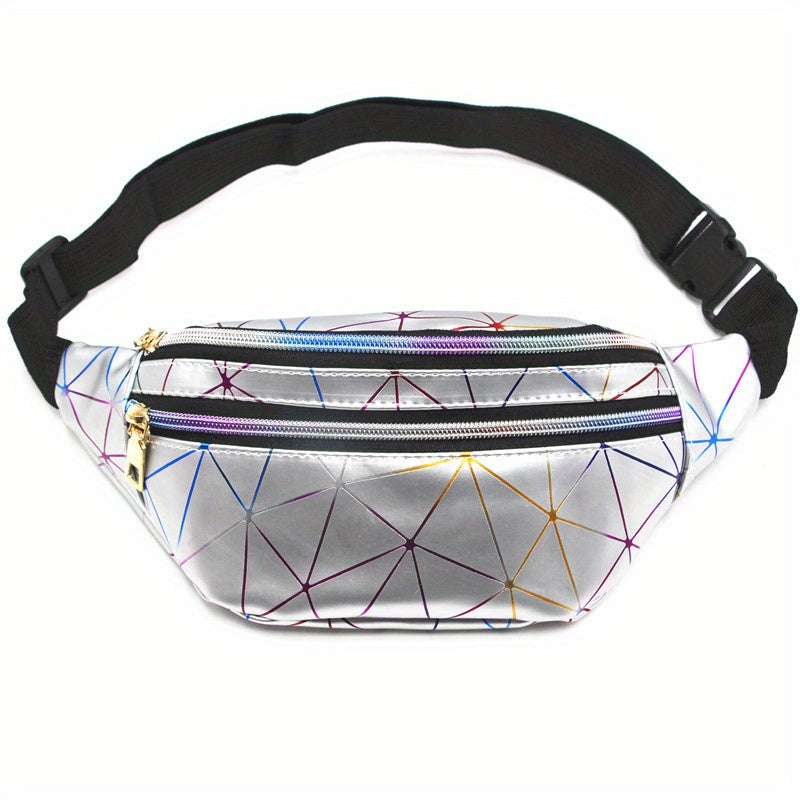 Holographic Fanny Pack Laser Geo Pattern Crossbody Bag