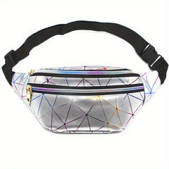 Holographic Fanny Pack Laser Geo Pattern Crossbody Bag