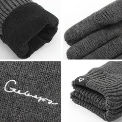 Men's Winter Knit Gloves Double Layer Hand Cover Windproof & Warm Fleece