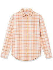  Plaid Print Long Sleeve Button Up Shirt Top