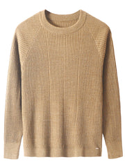 Men's Wool Blend Knitted Sweater - Casual & Warm Crew Neck Pullover