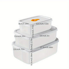 3pcs Refrigerator Storage Box Microwave Safe Lunch Box Fruit Vegetable Box