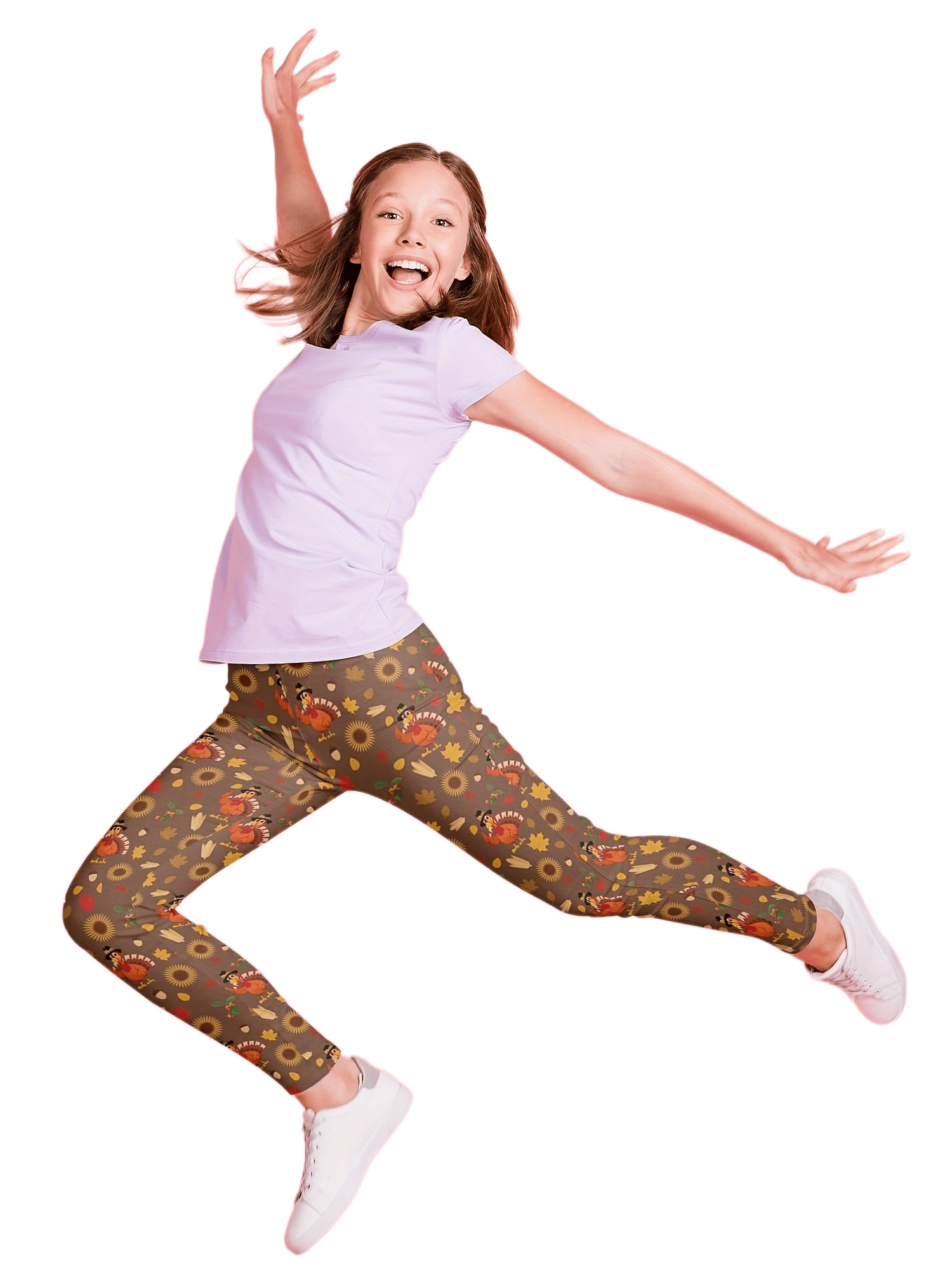 Girls Thanksgiving Turkey Print Leggings Stretch Tight Pants