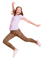 Girls Thanksgiving Turkey Print Leggings Stretch Tight Pants