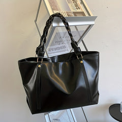 Minimalist Solid Tote Bag Satchel Handbag For Work Twisted Straps