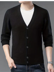 Woolen V-neck Button Up Cardigan for Men