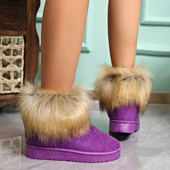Women's Faux Fur Lined Thermal Snow Boots Non Slip Winter Warm Shoes