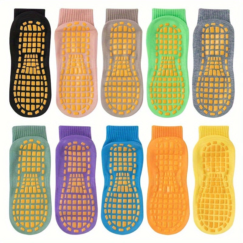 3 Pairs Anti-slip Trampoline Yoga Floor Socks Mid-tube Non-slip Socks