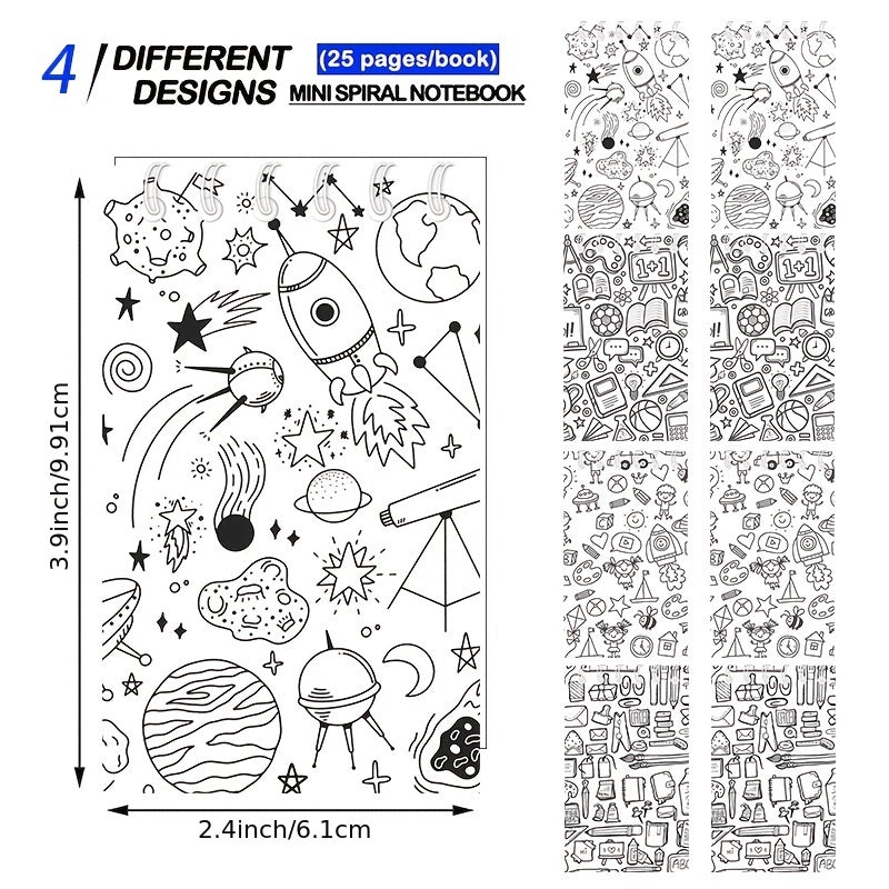 12pcs Back To School Spiral Notebooks 9.91 x 6 Blank Pocket Notepads