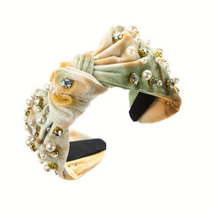 Velvet Tie-Dyed Head Hoop Faux Pearl Hair Band