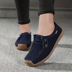 Women's Retro Flat Shoes Solid Low Top Slip On Casual Soft Sole Flats