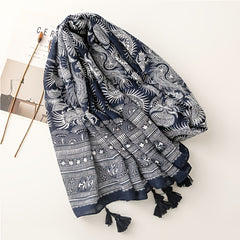Boho Dark Scarf Vintage Paisley Print Beach Sunscreen Travel Shawl