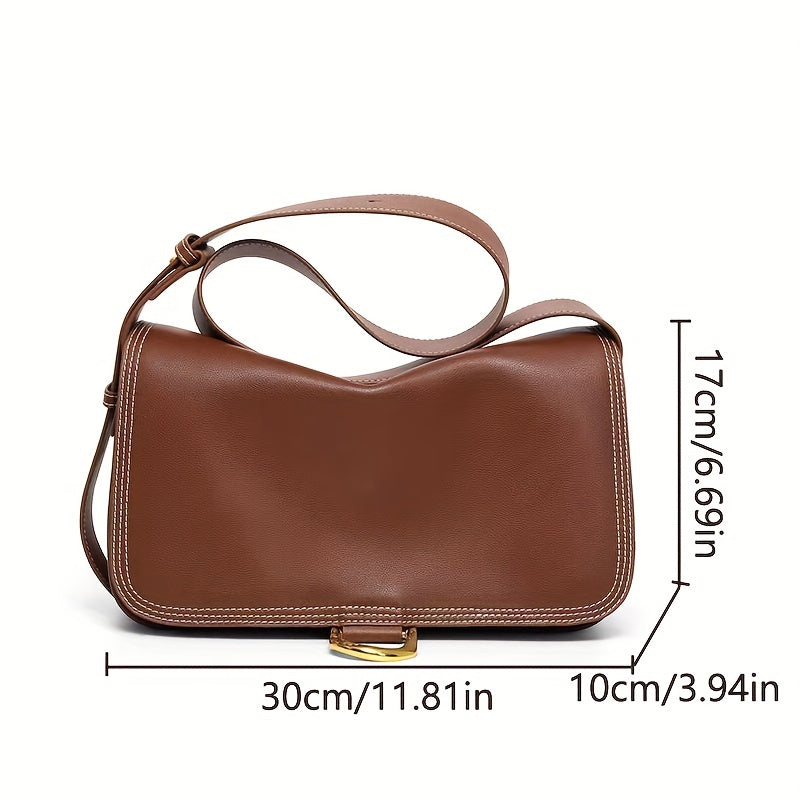 Flap Crossbody Bag Wide Strap Square Bag