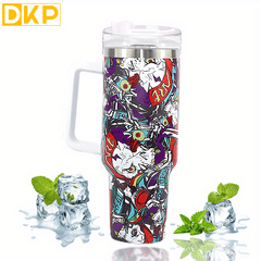 40oz Skull Head Insulated Tumbler Stainless Steel Car Cup Handle
