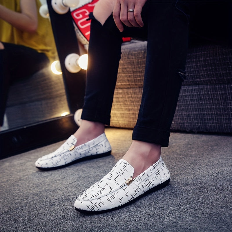 Men's Striped Loafers Lightweight Slip On Flat Shoes