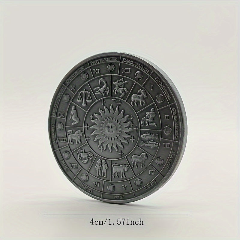 12 Zodiac Smiley Coin Tarot Lucky Coin Sun Moon Sun God Coin
