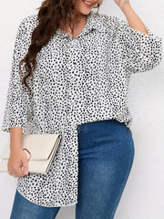  Leopard Print Button Up Long Sleeve Blouse