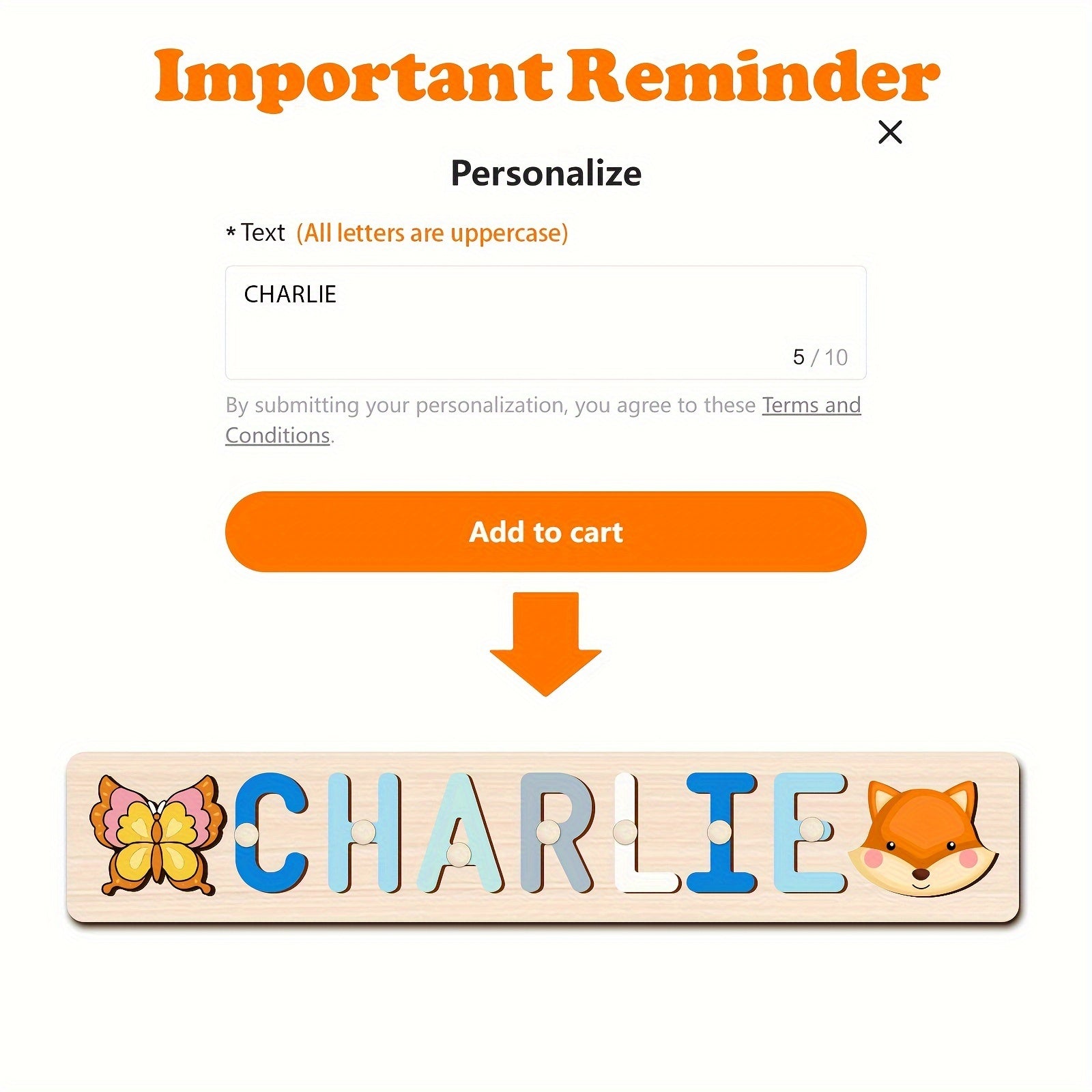 Personalized Wooden Name Puzzle with Animal & Plane Designs