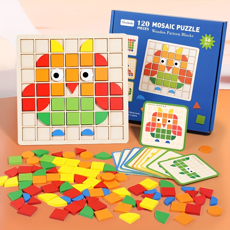 Montessori 3D Mosaic Puzzles Building Blocks Educational Toys