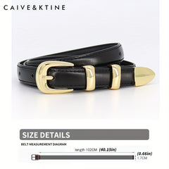 Women's Oval Pin Buckle Belt Casual Thin Leather Belt Solid Jeans Pants Belt