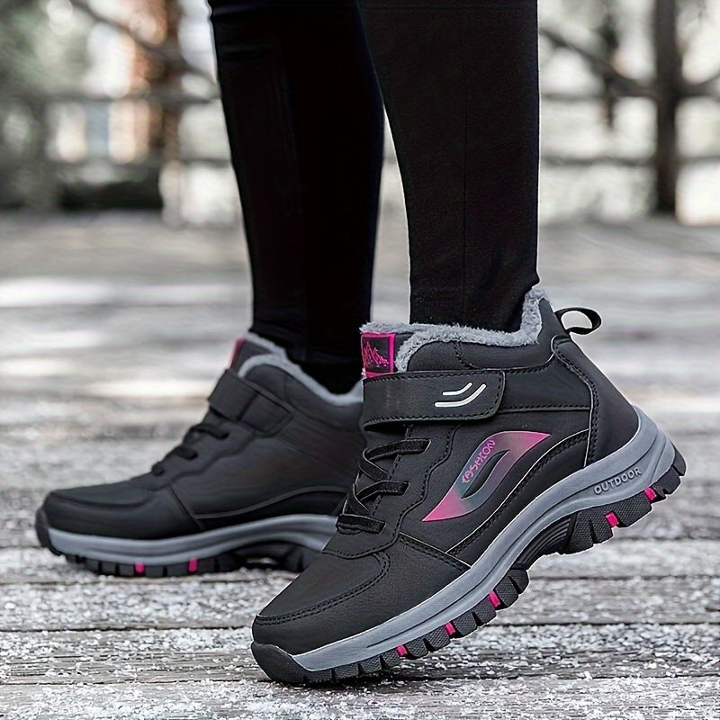 Outdoor Hiking Boots Hook & Loop Fastener Lace-up Thermal Sports Shoes