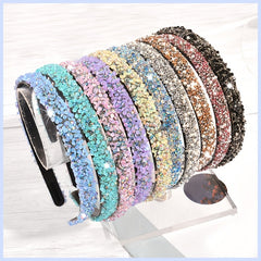 Vintage Thin Hairband Rhinestone Solid Sequin Headband