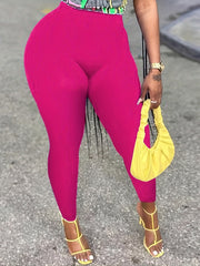  Basic Leggings Women's Plus Plain High Rise Skinny Leggings