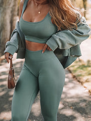 Ribbed Yoga Tank Top & Leggings Set for Women Activewear