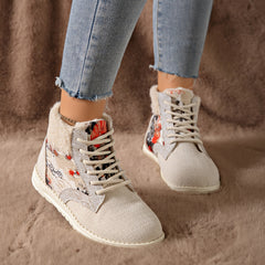 Ethnic Style Snow Boots Plush Lined Thermal Furry Shoes